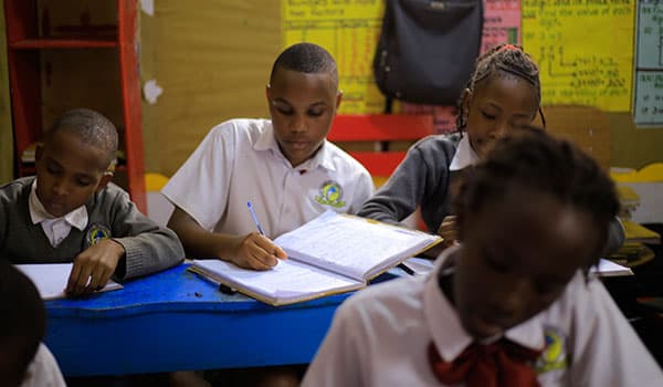 Students studying together at a table