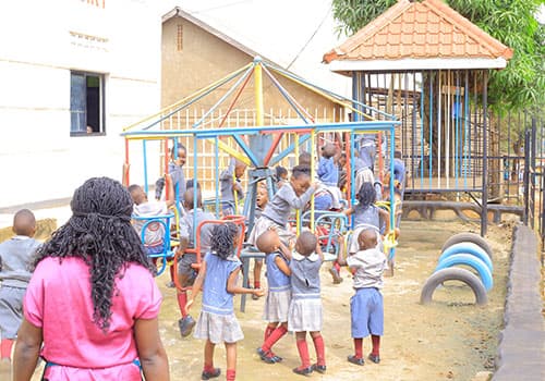 School children in a group learning activity